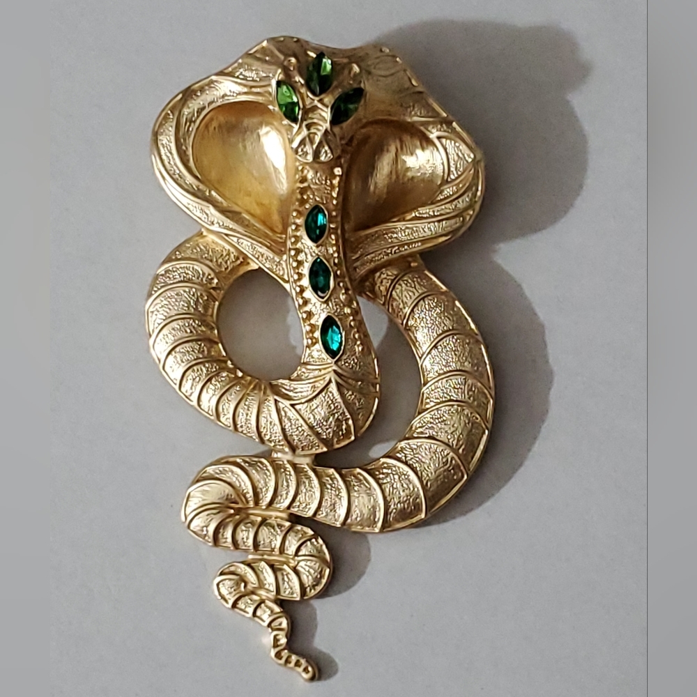 Huge Snake brooch pin cobra crystals necklace pendant men's women's VTG style